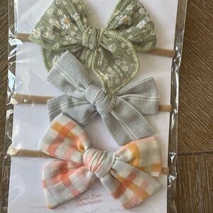 Green and Gray Hair Bow Set Classic Style Accessories